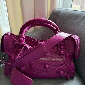 Balenciaga city Fuchsia Pink Leather Satchel